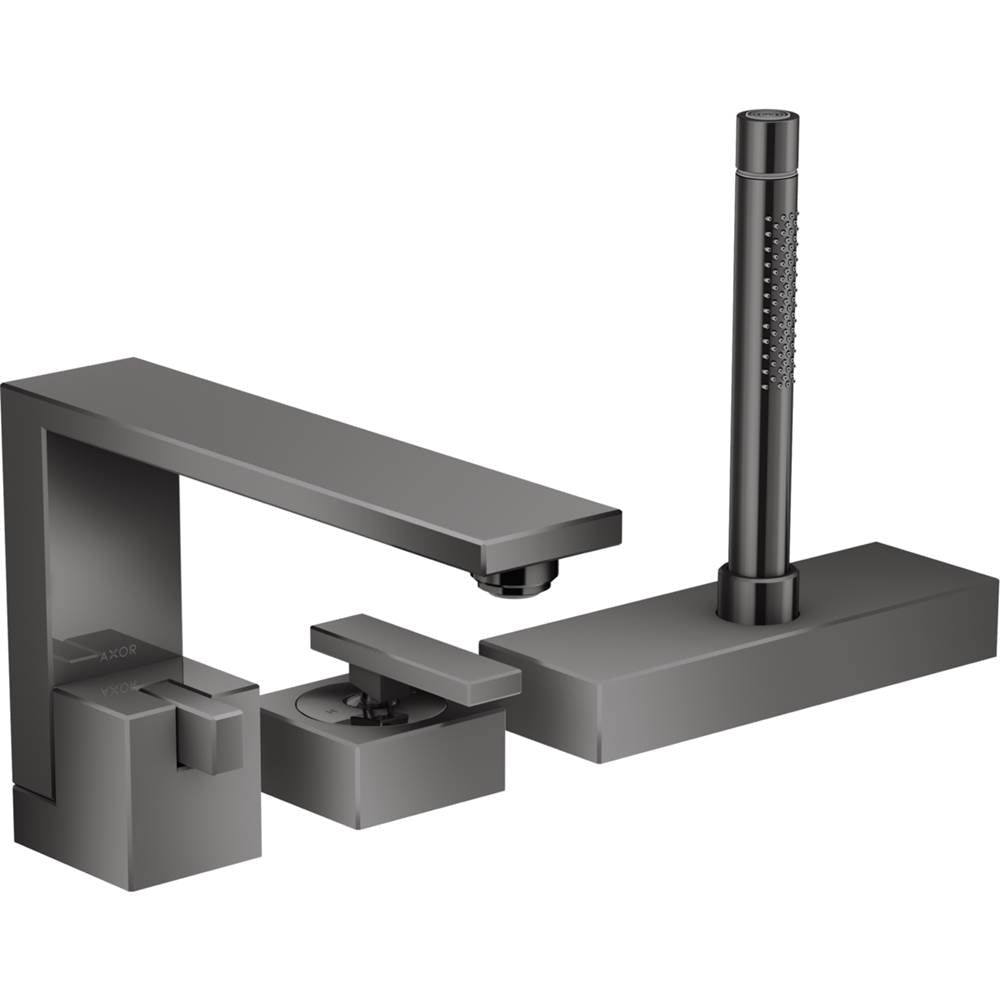 Axor - Edge 3-Hole Roman Tub Set Trim with 1.75 GPM Handshower in Polished Black Chrome - Polished Black Chrome