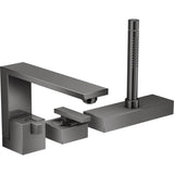 Axor - Edge 3-Hole Roman Tub Set Trim with 1.75 GPM Handshower in Polished Black Chrome - Polished Black Chrome