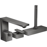 Axor - AXOR Edge 3-Hole Roman Tub Set Trim with 1.75 GPM Handshower - Diamond Cut in Polished Black Chrome - Polished Black Chrome