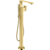 Axor - Edge Freestanding Tub Filler Trim with 1.75 GPM Handshower in Polished Gold Optic - Polished Gold Optic