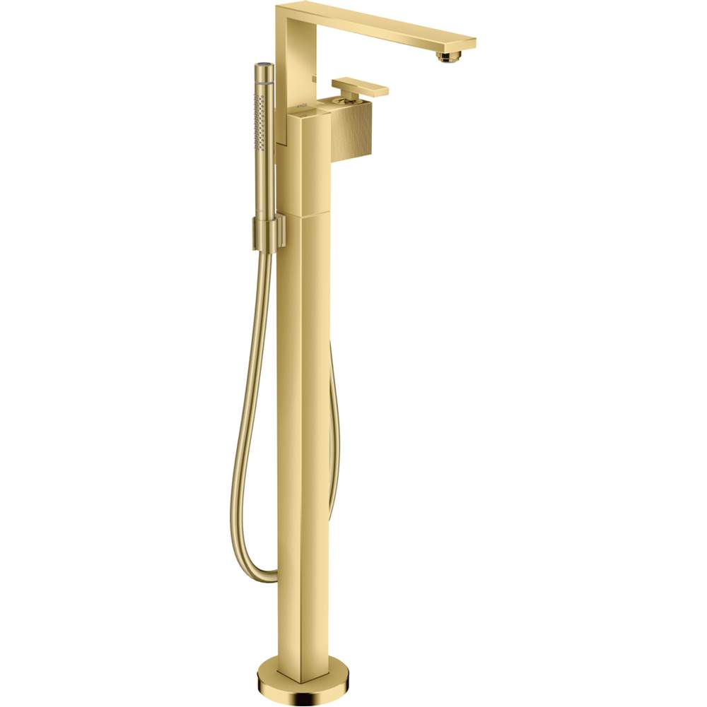 Axor - AXOR Edge Freestanding Tub Filler Trim with 1.75 GPM Handshower - Diamond Cut in Polished Gold Optic - Polished Gold Optic