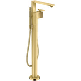 Axor - AXOR Edge Freestanding Tub Filler Trim with 1.75 GPM Handshower - Diamond Cut in Polished Gold Optic - Polished Gold Optic