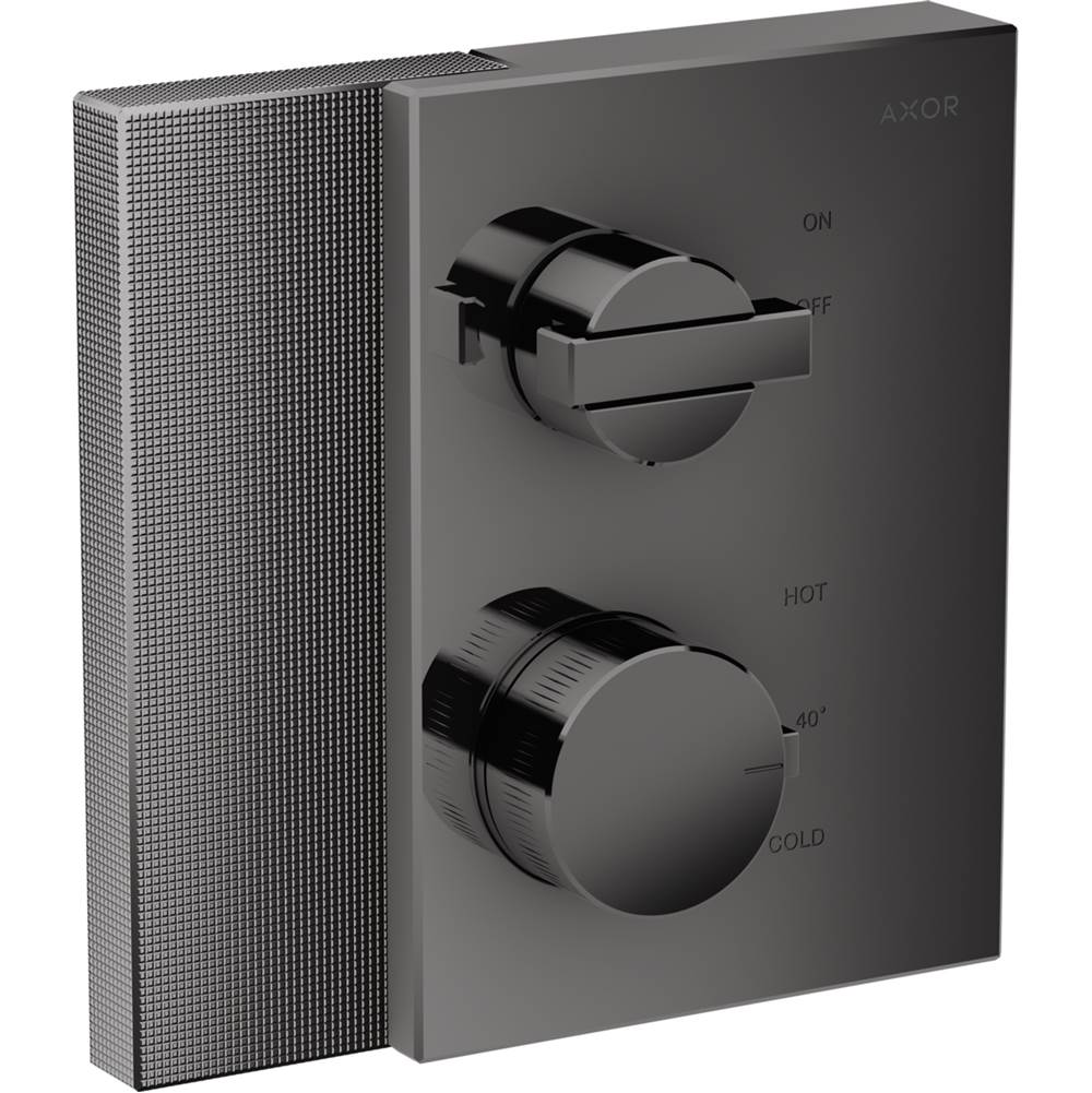 Axor - AXOR Edge Thermostatic Trim with Volume Control - Diamond Cut in Polished Black Chrome - Polished Black Chrome