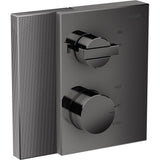 Axor - AXOR Edge Thermostatic Trim with Volume Control - Diamond Cut in Polished Black Chrome - Polished Black Chrome
