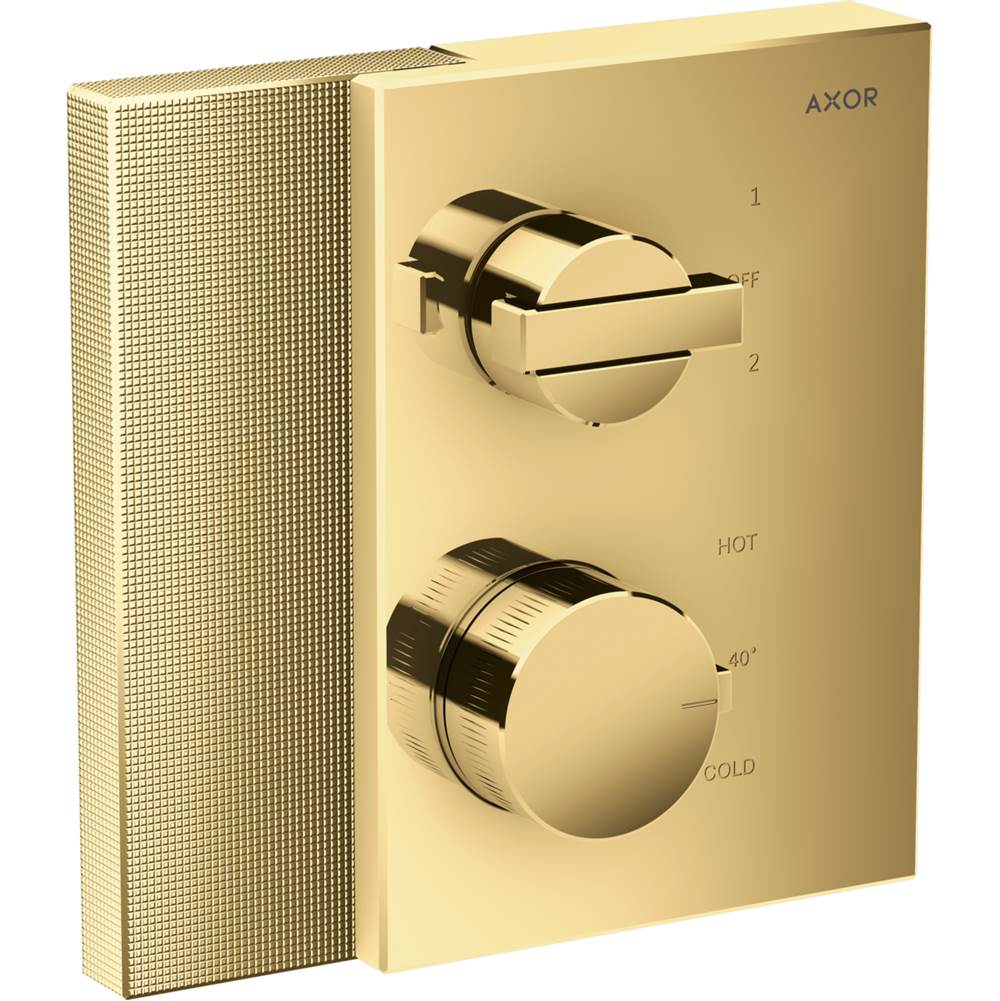 Axor - AXOR Edge Thermostatic Trim with Volume Control and Diverter - Diamond Cut in Polished Gold Optic - Polished Gold Optic