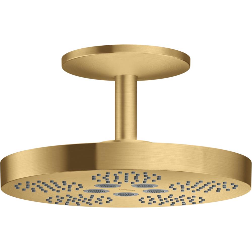 Axor - AXOR ONE Showerhead 280 2-Jet with Ceiling Mount Trim, 2.5 GPM in Brushed Gold Optic - Brushed Gold Optic