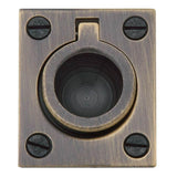 Baldwin - 0392 FLUSH RING PULL 050 - Satin Brass and Black