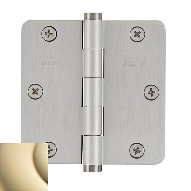Baldwin - 1435 1/4 RAD CNR HINGE - Lifetime Polished Brass