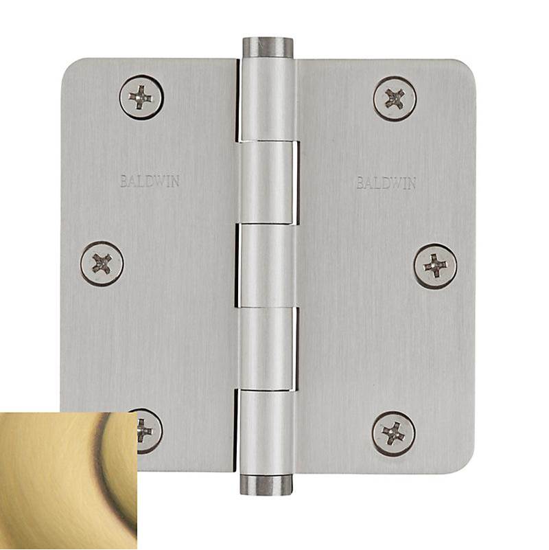 Baldwin - 1435 1/4 RAD CNR HINGE - Satin Brass and Brown