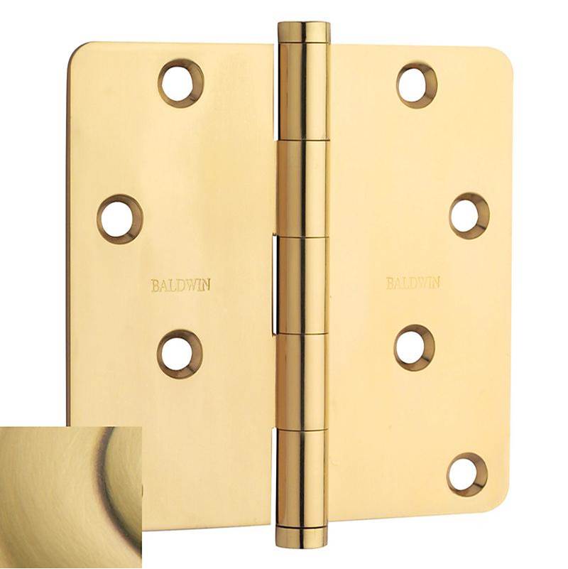 Baldwin - 1440 1/4 RAD CNR HINGE - Satin Brass and Brown