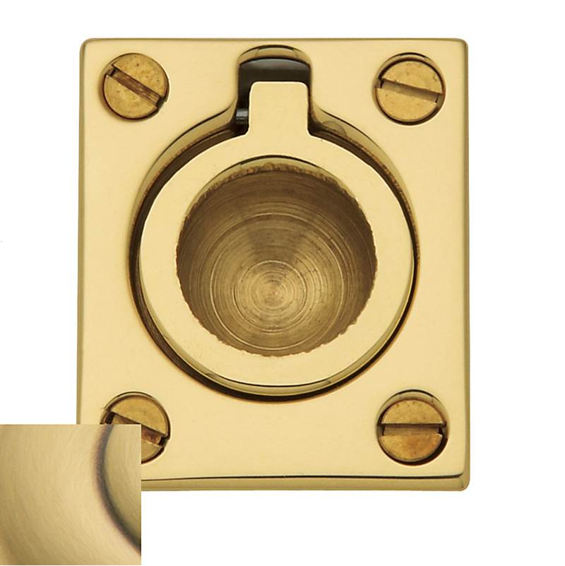 Baldwin - 0392 FLUSH RING PULL 060 - Satin Brass and Brown