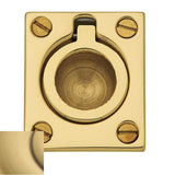 Baldwin - 0392 FLUSH RING PULL 060 - Satin Brass and Brown