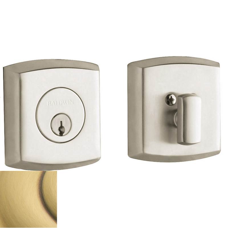Baldwin - 8285 SOHO ADJ DEADBOLT - Satin Brass and Brown