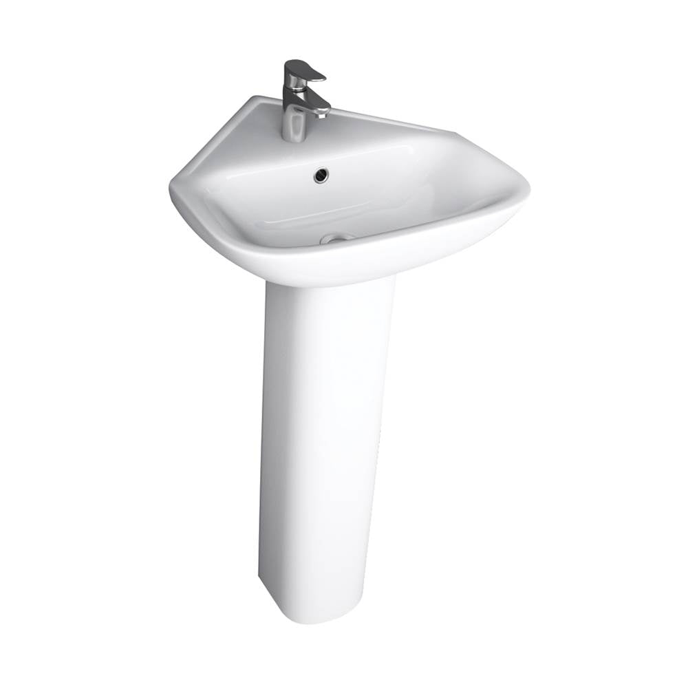 Barclay - Eden Corner Pedestal Lav 1-Hole, White - White