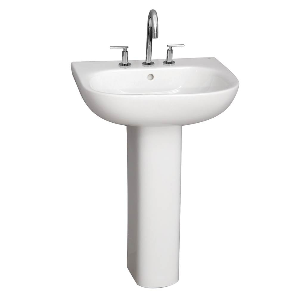 Barclay - Tonique 450 Pedestal Lavatory, White-8'' Widespread - White