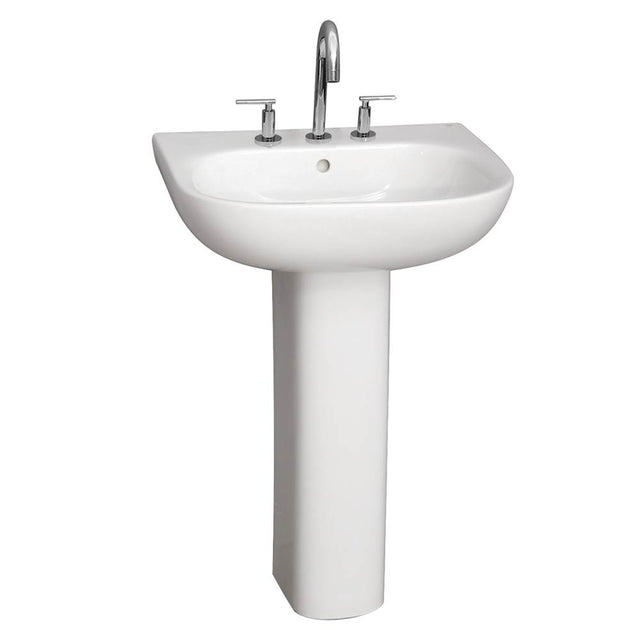 Barclay - Tonique 450 Pedestal Lavatory, White-8'' Widespread - White