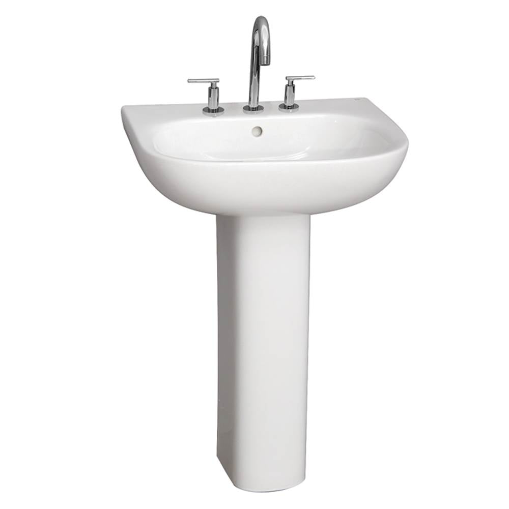Barclay - Tonique 550 Pedestal Lavatory, White-8'' Widespread - White