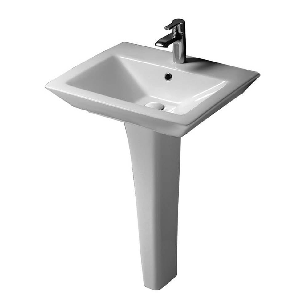 Barclay - Opulence 23'' Ped Lav, Rect. Bowl, 8'' WS, White - White