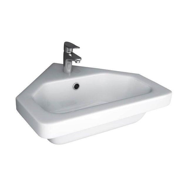 Barclay - Resort Corner Wall Hung Basin 1-Hole, White - White