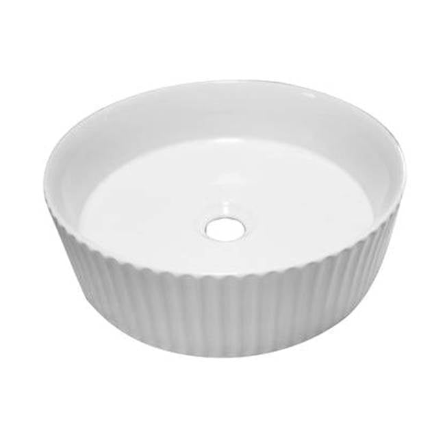 Barclay - Bolton 14'' Circular Basin, Fluted exterior, White - White