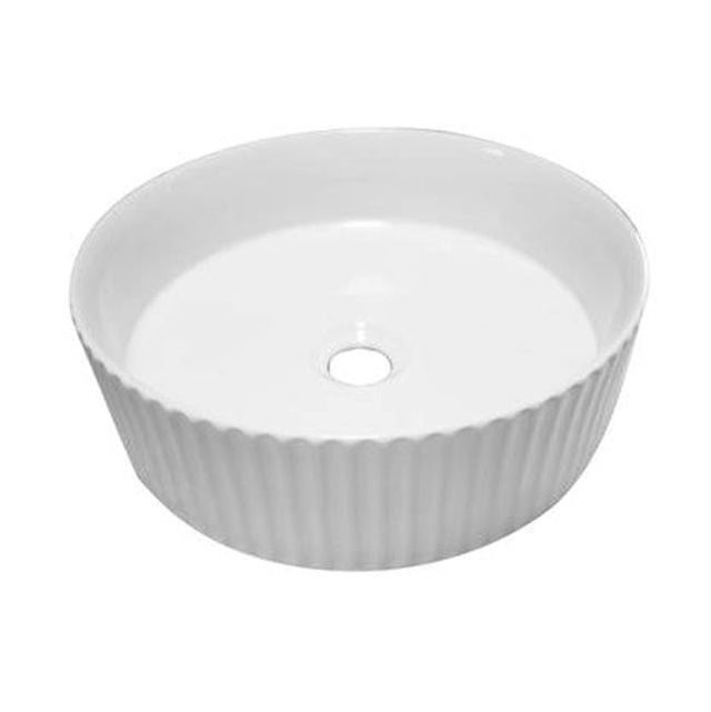 Barclay - Bolton 14'' Circular Basin, Fluted exterior, White - White