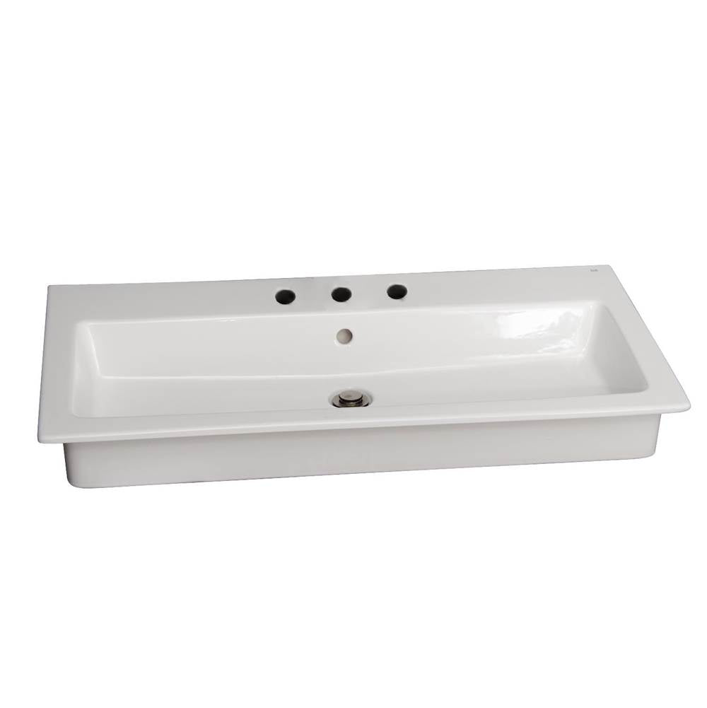 Barclay - Harmony 47'' Drop-in wash basin 8'' Widespread, White - White