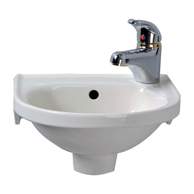 Barclay - Rosanna Wall Hung Basin,Right  Hole, w/Hangers,  White - White