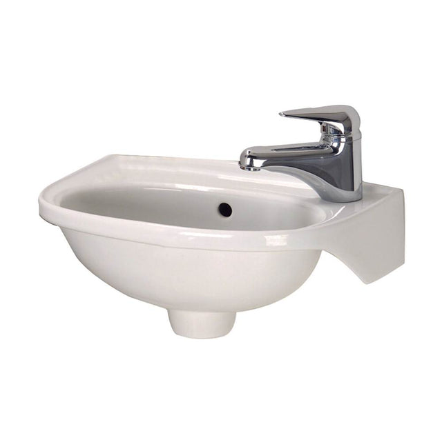Barclay - Tina Wall Hung Basin, Right  Hole, w/Hangers, Bisque - Bisque