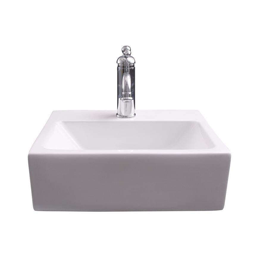 Barclay - Linden Rect 16-3/4'' Wall Hung 1 Faucet hole, White - White