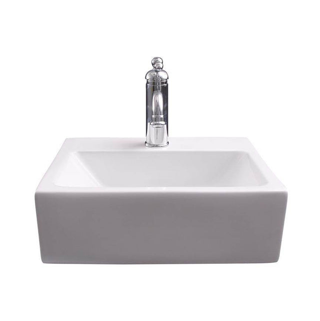 Barclay - Linden Rect 16-3/4'' Wall Hung 1 Faucet hole, White - White