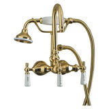Barclay - Hand Shower Faucet w/Code  Spout, Porc Hdles, Pol Brass - Polished Brass