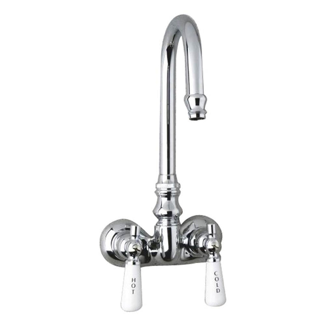Barclay - Tub Filler w/Code Spout, Lever  Porc Handles, Polished Chrome - Polished Chrome