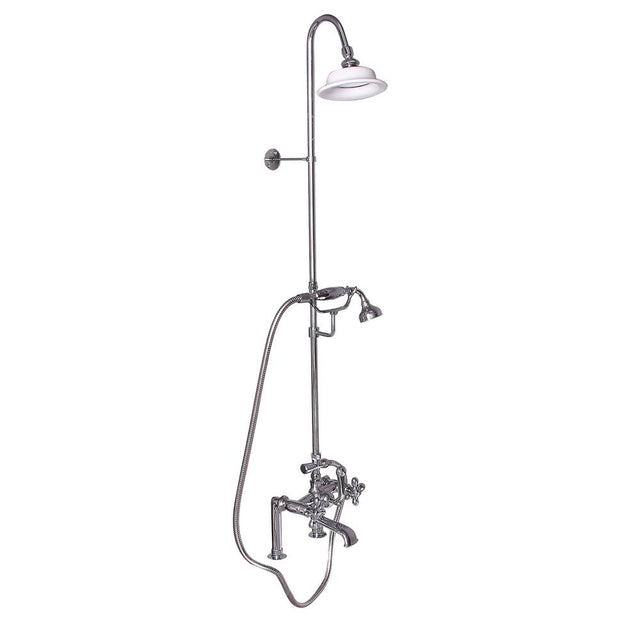 Barclay - Elephant Spout,Riser,Shwr Head Hand Shwr, Metl Cross Hndls,PN - Polished Nickel