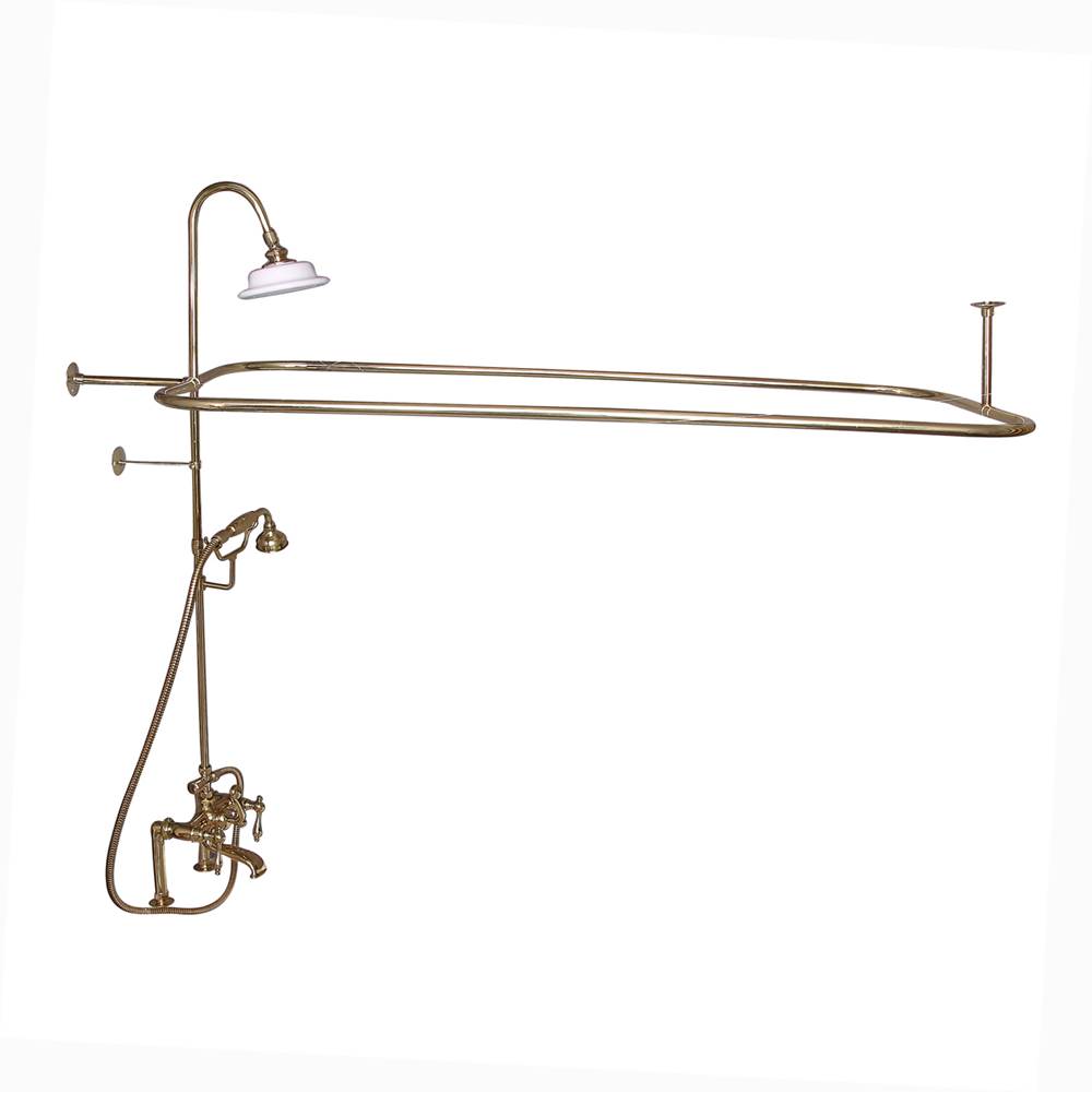 Barclay - Elephant Spout,Shwr Unit,Riser ShwrHead,HandShwr,Lever Hdl,PB - Polished Brass