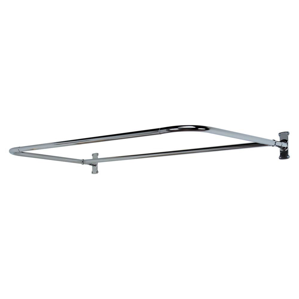 Barclay - 4145 ''D'' Shower Rod, 48 x 26'',  w/Flanges, Polished Chrome - Polished Chrome