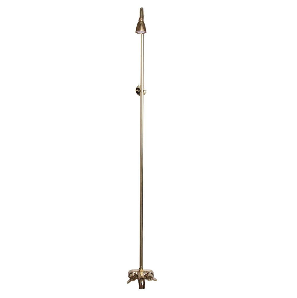 Barclay - Diverter Bathcock w/Riser &  Showerhead, Polished Brass - Polished Brass
