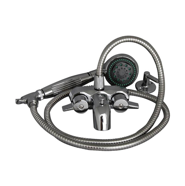 Barclay - Tub Wall Mounted Faucet w/5 , Function Hand Shwr, Pol Chr - Polished Chrome