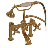 Barclay - Elephant Spout Hand Shwr, 6''  Mounts, Cross Hdls, Pol Brass - Polished Brass