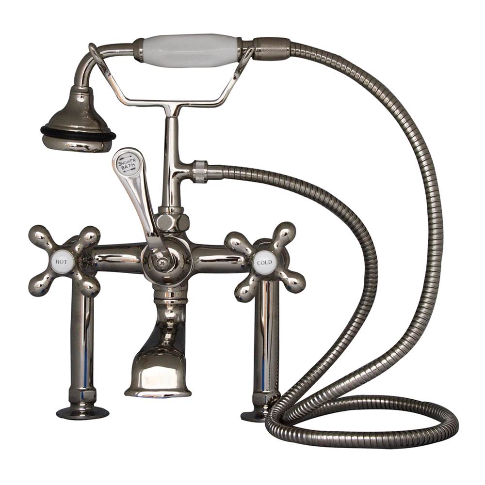 Barclay - Elephant Spout Hand Shwr, 6''  Mounts, Cross Hdles, Pol Nick - Polished Nickel