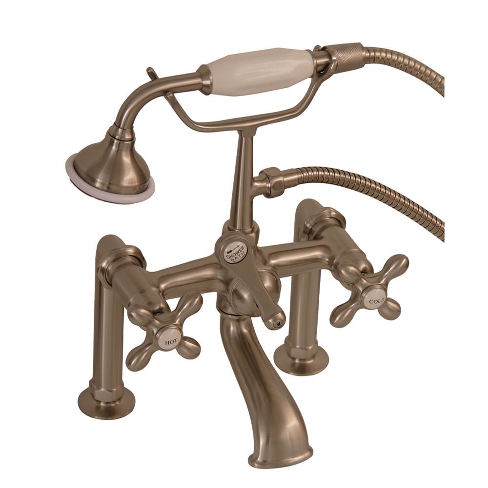 Barclay - Elephant Spout Hand Shwr, 6'' Mts, Cross Hdles, Brush Nickel - Satin Nickel
