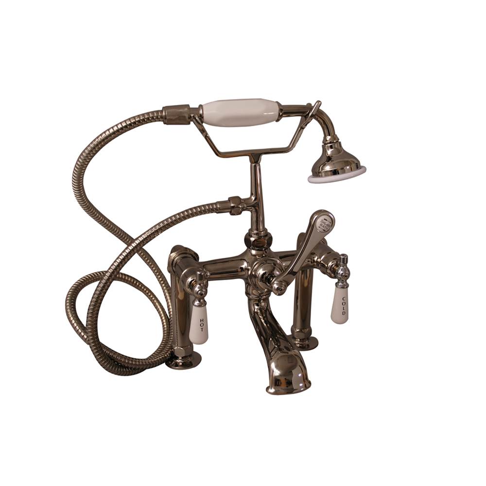 Barclay - Elephant Spout Hand Shwr, 6''  Mounts, Porc Hdls, Pol Nickel - Polished Nickel