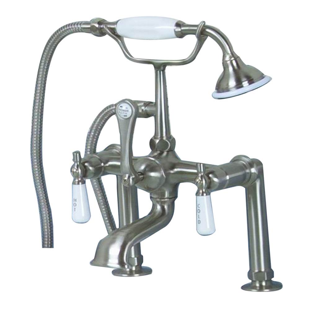 Barclay - Elephant Spout Hand Shwr, 6''  Mts, Porc Hdle, Brush Nickel - Satin Nickel