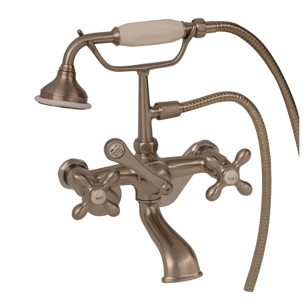 Barclay - Elephant Spout Hand Shwr w/Swv l Mts, Crss Hdle, Brush Nickel - Satin Nickel