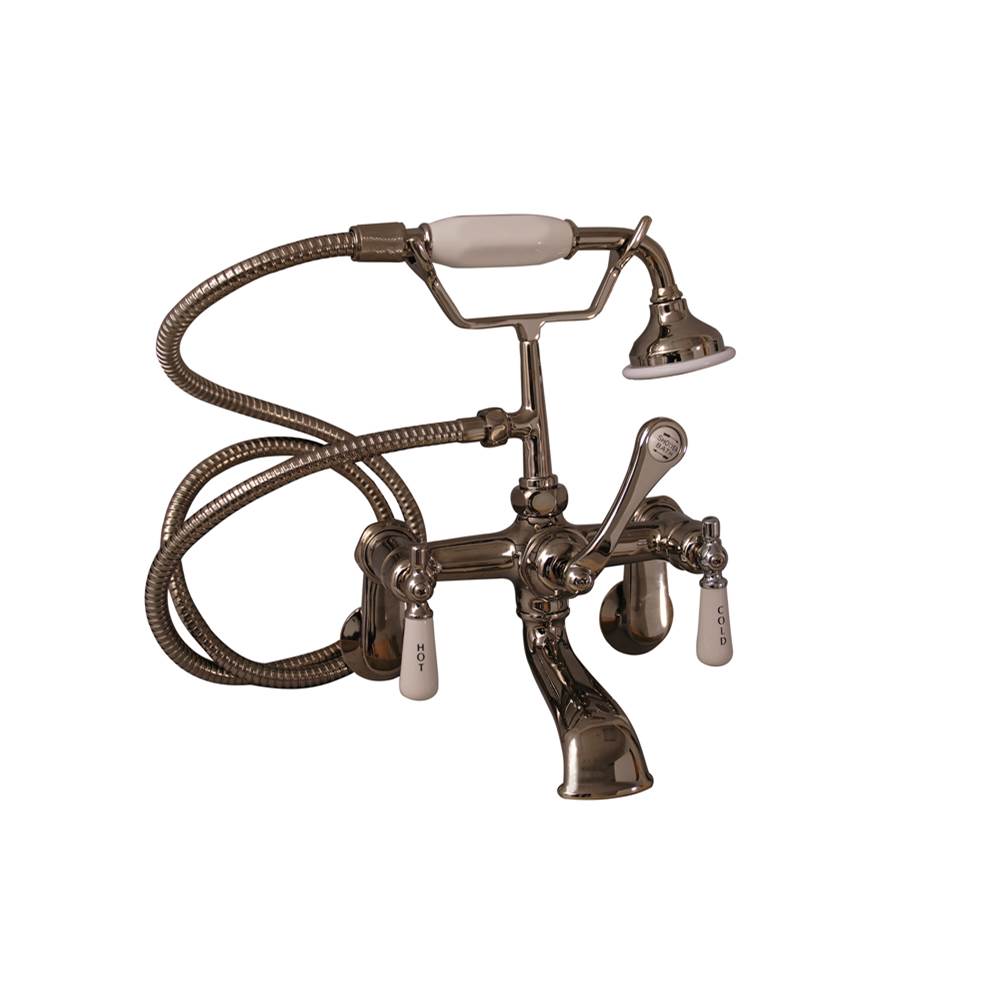 Barclay - Elephant Spout Hand Shwr, w/ Swvl Mts, Porc Hdls, Pol Nick - Polished Nickel