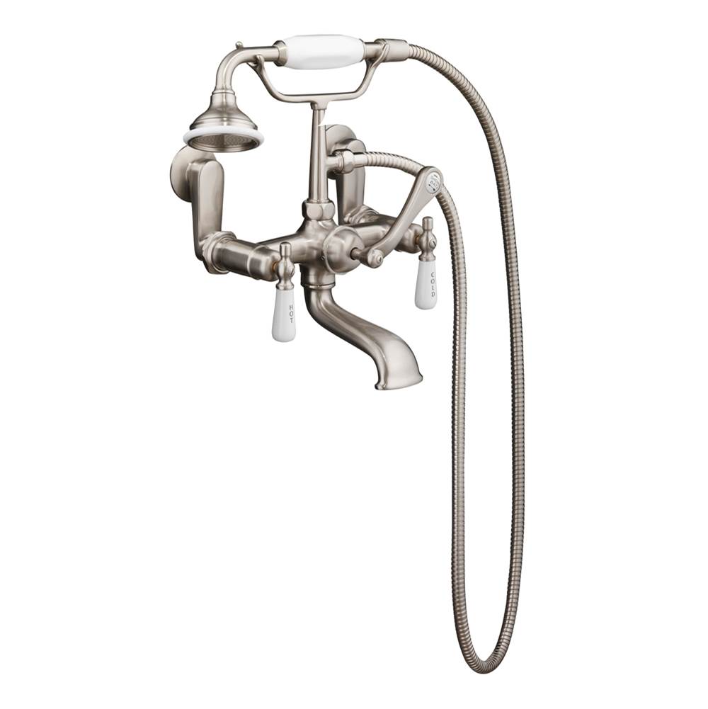 Barclay - Elephant Spout Hand Shwr, w/ Swvl Mts Porc Hdls, Brush Nicl - Satin Nickel