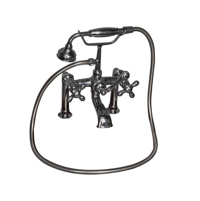 Barclay - Elephant Spout,HndShwr,60''Hose Cross Hndls,Metal Divter, PN - Polished Nickel