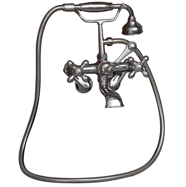 Barclay - Elephant Spout,HndShwr,60''Hose Swvl Mts,Metal Cross Hndls,PN - Polished Nickel