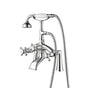 Barclay - Deck Mount Filler w/HandShower 8'' Curved Bdy,Cross Hndl,BN - Brushed Nickel