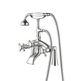 Barclay - Deck Mount Filler w/HandShower 8'' Curved Bdy,Cross Hndl,CP - Polished Chrome