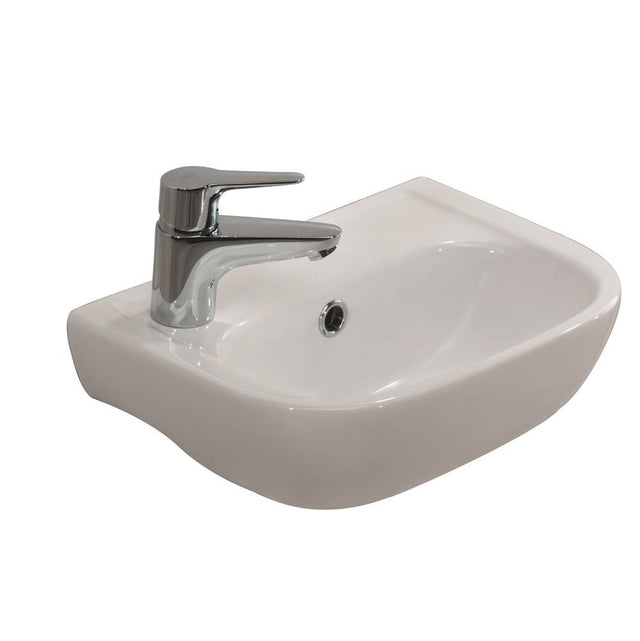 Barclay - Caroline 380 Wall-Hung Basin, White, Faucet Hole on Left - White